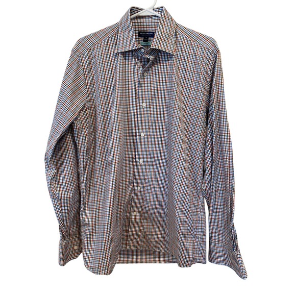 Peter Millar Crown Crafted Mens Medium Button Down Checkered Shirt Flex Fit - Picture 1 of 7